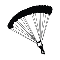 Jumper, black and white silhouettes illustration, Skydiver, silhouettes parachuting vector illustration.