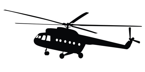 helicopter silhouette vector graphic in black