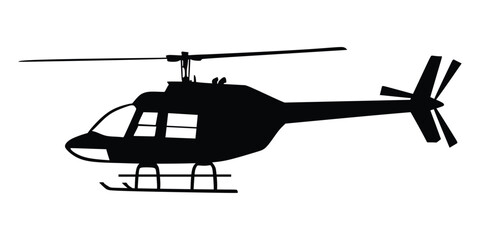 helicopter silhouette vector graphic in black