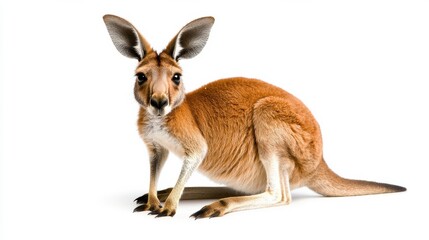 Fototapeta premium Curious Kangaroo Standing Alert in Natural Habitat