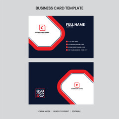 Modern Red and Dark Blue Business Card Template Design