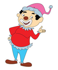 Vector Joker playing, colored jester on white background