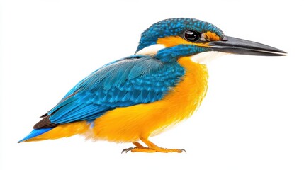 Fototapeta premium Stunning Kingfisher Bird Perched on Branch by Waterside