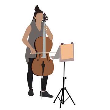 cellist playing cello, minimalist style clip art preview