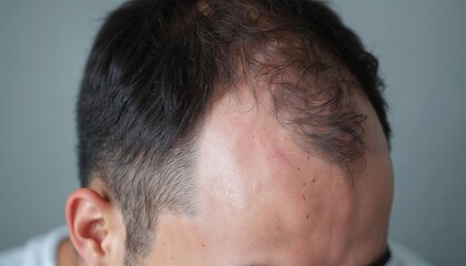 Obraz premium Close-Up of Man's Thinning Hair and Bald Spot