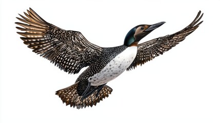 Obraz premium Majestic Waterfowl in Flight with Outstretched Wings over Water