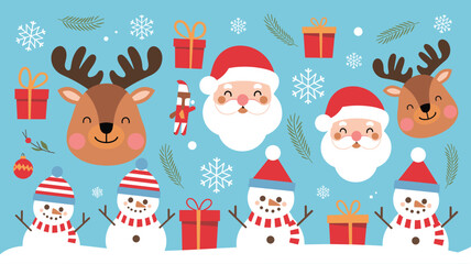 Fototapeta premium Seamless festive holiday background pattern with colorful Christmas ornaments