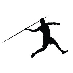 Obraz premium Javelin Thrower vector illustration design. Javelin Thrower logo design Template.