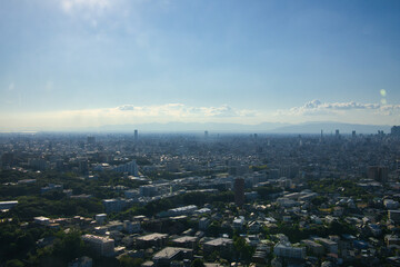 快晴の東山タワーから見下ろした名古屋市の都市風景