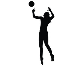 Women volleyball player silhouettes in sport abstract vector background illustration
