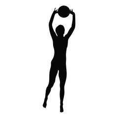 Women volleyball player silhouettes in sport abstract vector background illustration