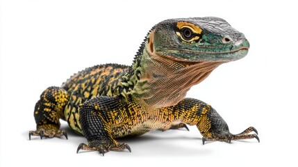 Obraz premium Colorful Lizard Reptile with Distinctive Scales and Eyes Closeup