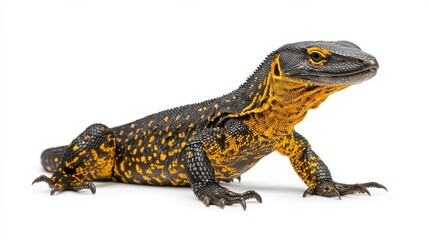 Obraz premium Colorful Spotted Lizard Reptile Crawling in Natural Habitat