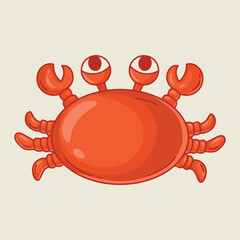 Crab cartoon icon. Vector illustration of a red crab isolated on white background.