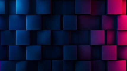 A vibrant arrangement of blue and pink cubes creating a glowing, futuristic geometric pattern, showcasing a modern and dynamic visual design