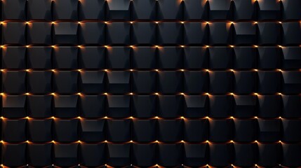 Obraz premium A textured pattern of matte black blocks with subtle golden light accents, creating a futuristic, elegant, and minimalistic geometric arrangement