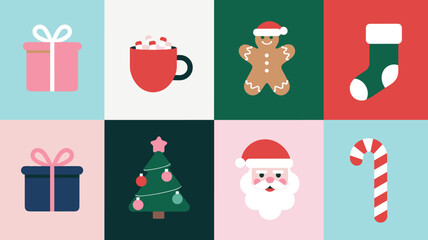 Fototapeta premium Seamless festive holiday background pattern with colorful Christmas ornaments