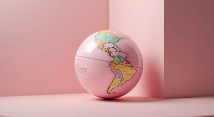 pink globe on a table