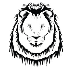 Black and white Lion head vector illustration with symmetrical design, for your logo template