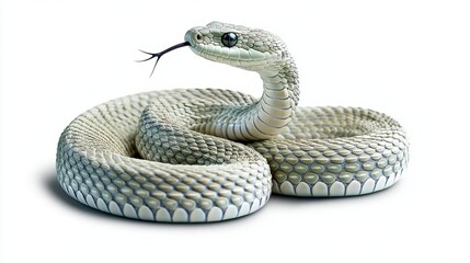 Fototapeta premium Venomous Coiled Snake Lurking in Natural Habitat