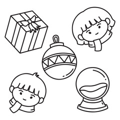 Fototapeta premium Coloring book for children: Christmas and New Year. Vector illustration