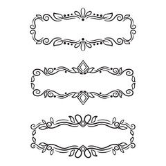 Set of calligraphic vintage frames. Decorative design elements.