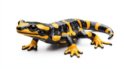 Obraz premium Colorful Marbled Salamander in Natural Habitat Endangered Amphibian Species Closeup