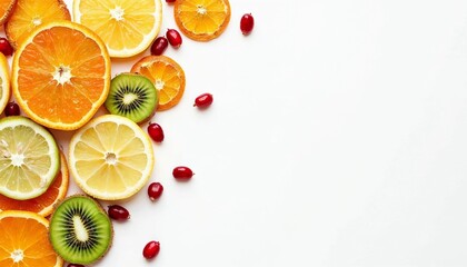Fresh Slices of Citrus and Kiwi with Pomegranate Seeds