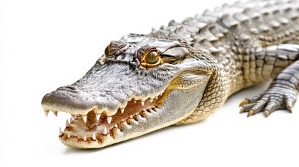 Naklejka premium Fearsome Crocodilian Predator Close Up Portrait in Natural Habitat