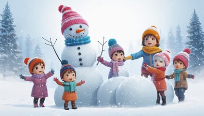 happy family in winter