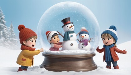 children playing with snow