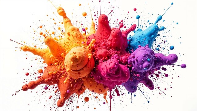 Colored powder-paints, explosion colorful and isolated on white background. multicolored background 3 d.