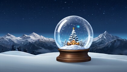 landscape with snow globe