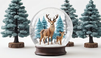 christmas tree with deer and snow