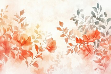 Obraz premium A delicate watercolor illustration featuring soft floral patterns in warm hues, perfect for adding a touch of elegance to any project.
