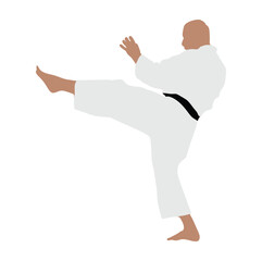 Karate fighters in kimonos, vector silhouette illustration. Karate brand logo design element.