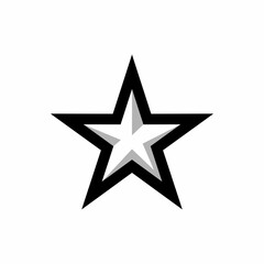 Fototapeta premium Five-Pointed Star with a Black Outline and Gray Shading