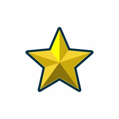 A Shining Golden Star with a Blue Outline on a White Background