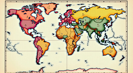 Obraz premium world map on the paper