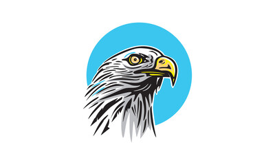 great hawk head logo, silhouette of brave and strong big wild bird vector illustrations