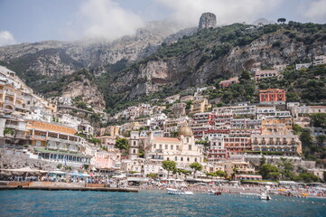 view of the town of Positano from the sea