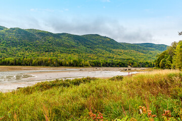 A view along the inlet at Saguenay Fjord National Park, Quebec in Canada in the fall