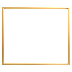 Minimalist rectangular gold frame. png isolated background. transparent background.