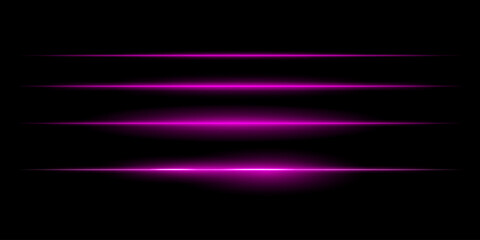 Horizontal light streaks set. Thin glowing lines, white illumination, futuristic light effects, abstract design, minimal glow, decorative elements, smooth gradients, modern visuals
