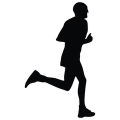 Man running / sprinting silhouette flat vector icon for exercise apps and websites