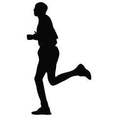 Man running / sprinting silhouette flat vector icon for exercise apps and websites