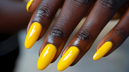 Obraz premium Vibrant Yellow Nail Polish Macro Photography