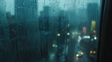 Rainy Night through a Fogged Window