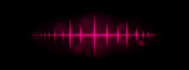 Purple pulse wave. Dynamic glowing waveform, sharp spikes, futuristic light design, energy signal, abstract illumination, modern decor, minimalistic visual effect