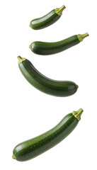 Four Fresh Zucchinis Against a transparent Background